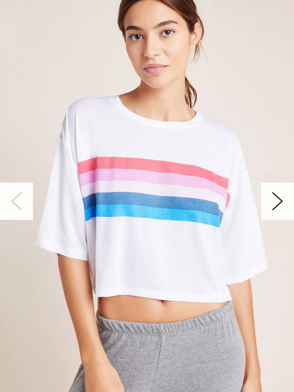 Spiritual Gangster Women's White Crop Rainbow Tee